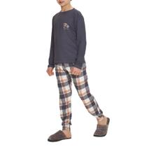 Pijama Juvenil Menino Danka Xadrez Ursinho Cinza - 012053 Pijama Juvenil Menino Danka Xadrez Ursinho Cinza - 012053