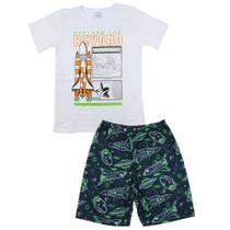 Pijama Juvenil Verão Menino Conjunto Estampado Espaço