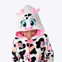 Pijama Kigurumi com Capuz Vaca Patches Teen Menina Puket 030502264