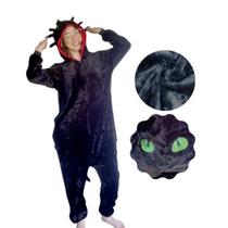 Pijama Kigurumi Dragão Banguela Fúria da Noite Peluciado Macio de Frio Flanela Ultra Soft Fleece Unissex Presente de Aniversário