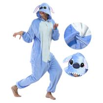 Pijama Kigurumi Lilo Stitch Macacão com Capuz de Pelinho