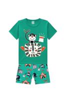 Pijama Kyly masculino 100% algodão com shorts brilha no escuro