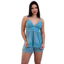 Pijama liganete blusa alça e short amamentação plus azul 48