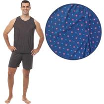 Pijama Liganete Estampado Masculino Adulto Regata e Short