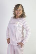 Pijama listrado algodao femnino adulto