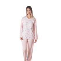 Pijama Longo Algodão Linha Naturalle Rosa Com Elefantinho