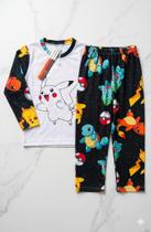 Pijama Longo de Colorir Infantil Menino Picachu em Suede Cor:BrancoTamanho:2