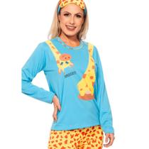 Pijama Longo de Frio com Tapa Olho Girafa