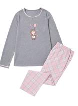 Pijama Longo Desire 1125 Feminino Xadrez Corações Poliviscose T. M/XG