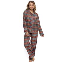 Pijama Longo Feminino 100% Algodão Sepie 941 Flanela