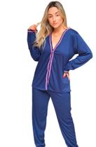 Pijama Longo Feminino Blogueira Sonhar Sleepwear - REF 510 - MARINHO