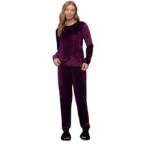 Pijama Longo Feminino Bordo Veludo Plush Cotêle Pijama Longo Feminino Bordo Veludo Plush Cotêle