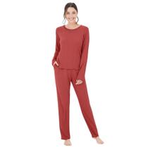 Pijama Longo Feminino Canelado Malwee 1000126865 Pijama Longo Feminino Canelado Malwee 1000126865