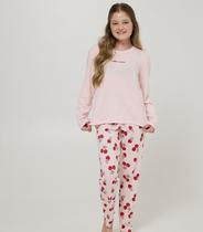 Pijama Longo Feminino Juvenil Meia Malha Evanilda Rosa Pijama Longo Feminino Juvenil Meia Malha Evanilda Rosa
