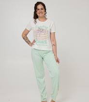Pijama Longo Feminino Meia Malha Evanilda Verde Pijama Longo Feminino Meia Malha Evanilda Verde