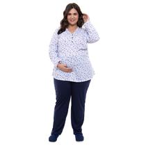 Pijama Longo Grávida Plus Size Amamentação Inverno Floral Linda Gestante Pijama Longo Grávida Plus Size Amamentação Inverno Floral Linda Gestante