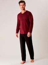 Pijama Longo Hering 7604 Masculino Decote V Algodão T. M/XXG