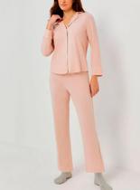Pijama Longo Hering 7CYH Feminino Botões Algodão T. P/XG