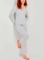Pijama Longo Hering Intimates 7CYH Feminino Botões Algodão T. P/XG