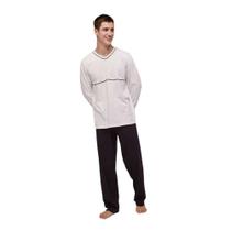 Pijama Longo Hering Masculino Decote V - Preto