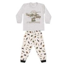 Pijama Longo Infantil Brilha No Escuro Aeronave Dadomile