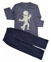 Pijama Longo Infantil Com Estampa Que Brilha No Escuro
