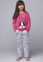 Pijama Longo Infantil Feminino Com Bolso Estampado La Vie