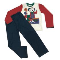 Pijama longo infantil masc Sonhart cru e verde