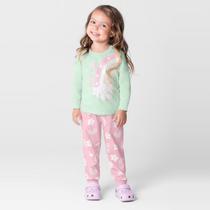 Pijama longo infantil menina com estampa brilha no escuro Brandili