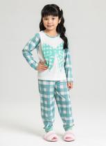 Pijama Longo Infantil Menina Natural Laço Xadrez Pijama Longo Infantil Menina Natural Laço Xadrez