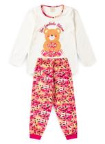 Pijama Longo Infantil Menina Natural Ursinho com Donut