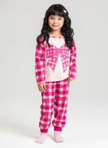 Pijama Longo Infantil Menina Pérola Laço Xadrez