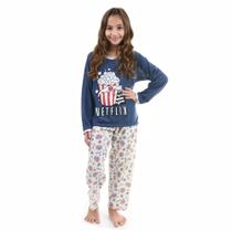 Pijama Longo Infantil Menina Personagem Inverno Manga Longa
