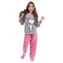 Pijama Longo Infantil Menina Personagem Inverno Manga Longa