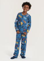 Pijama Longo Infantil Menino Azul Blusa e Calça Super Carros
