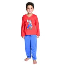 Pijama Longo Infantil Menino Personagem Inverno Manga Longa