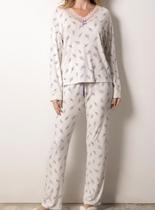 Pijama Longo Inspirate 141690 Feminino Homewear Renda e Viscose T. P/GG Pijama Longo Inspirate 141690 Feminino Homewear Renda e Viscose T. P/GG