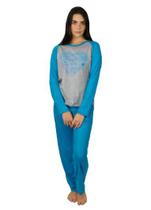 Pijama Longo Leve Blusa Comprida Inverno Estampado Feminino