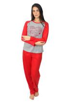 Pijama Longo Leve Blusa Comprida Inverno Estampado Feminino