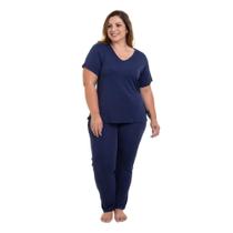 Pijama Longo Liganete Marinho Sepie (1052-PL) Plus Size