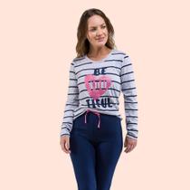 Pijama Longo Listrado Cotton Bella Notte 1001539 Calça Legging Pijama Longo Listrado Cotton Bella Notte 1001539 Calça Legging