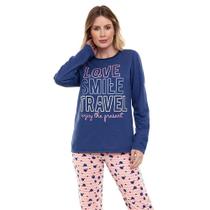 Pijama Longo Love Doce Luar 10872 Marinho