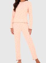 Pijama Longo Malwee 1000126862 Feminino Estampado Meia Malha Texturizada T. P/GG