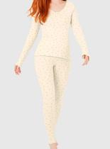 Pijama Longo Malwee 1000128770 Feminino Estampa Poá Algodão T. P/XGG