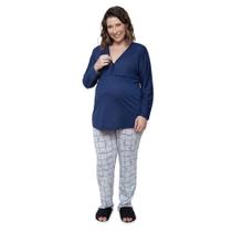 Pijama Longo Maternidade com Botões estampa Snoopy Linda Gestante