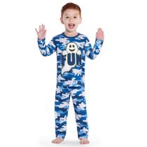 Pijama Longo Menino Kyly em Algodão Brilha no Escuro Azul