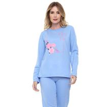 Pijama Longo Moletinho Doce Luar 10870 Floral Pijama Longo Moletinho Doce Luar 10870 Floral