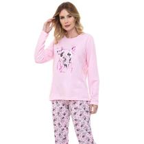 Pijama Longo Moletinho Doce Luar 10872 Cachorro - Rosa