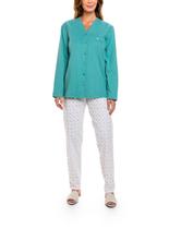 Pijama Longo Paulienne 214.72 Feminino Estampado Botões Algodão T. 44/54 Pijama Longo Paulienne 214.72 Feminino Estampado Botões Algodão T. 44/54