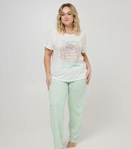 Pijama Longo Plus Feminino Meia Malha Evanilda Verde Pijama Longo Plus Feminino Meia Malha Evanilda Verde